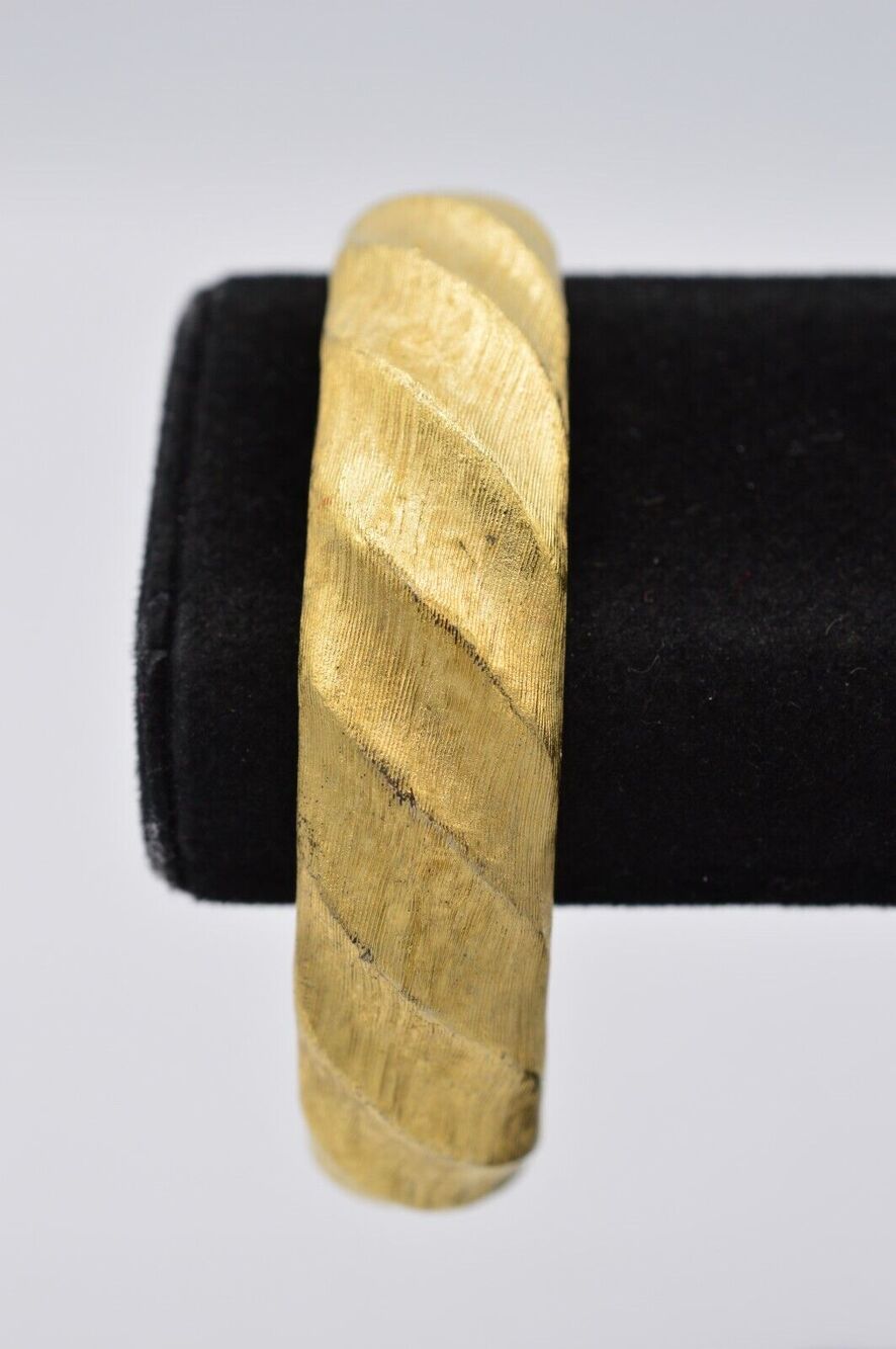Givenchy Vintage Bangle Bracelet Brushed Gold Textured Runway 1980s Signed BinAD
